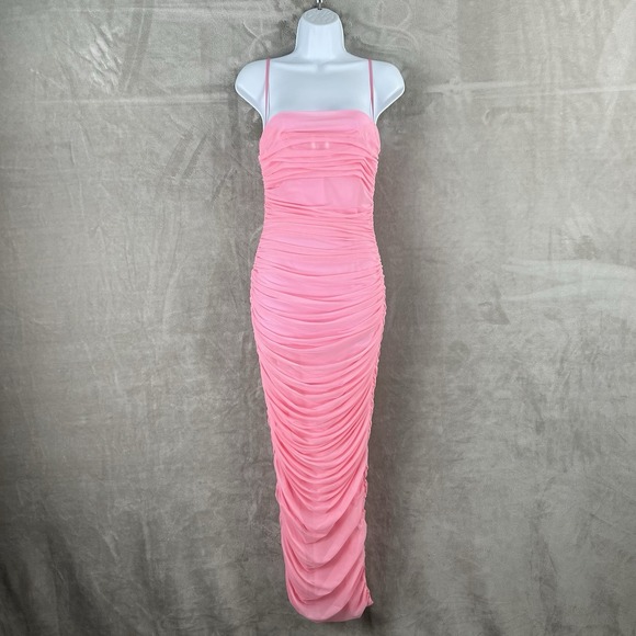 House Of CB Fornarina Barbie Pink Organza Mesh Maxi Dress Women's Medium - Picture 2 of 7